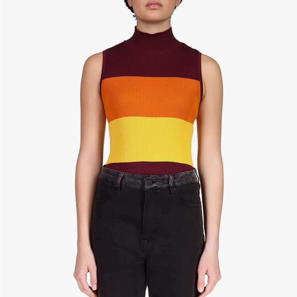 Sanctuary sleeveless striped mock top NWT